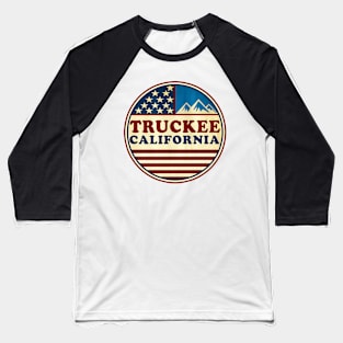 Truckee California Skiing Mountains Stars And Stripes Ski CA Baseball T-Shirt